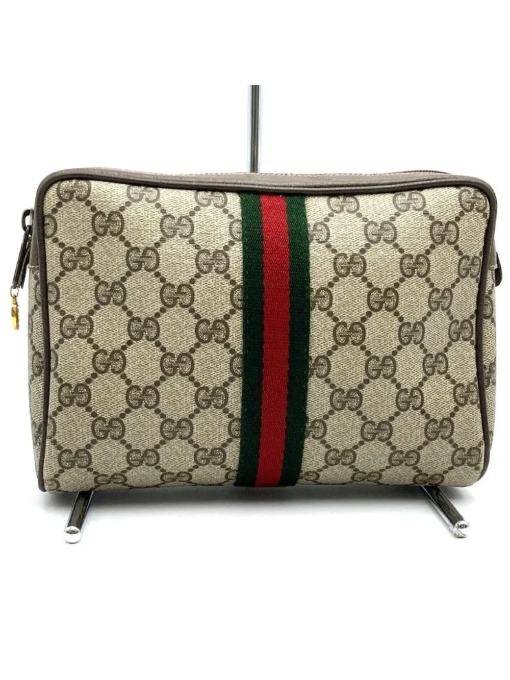 Gucci Clutch Pouch GG Supreme Sherry Brown Vintage